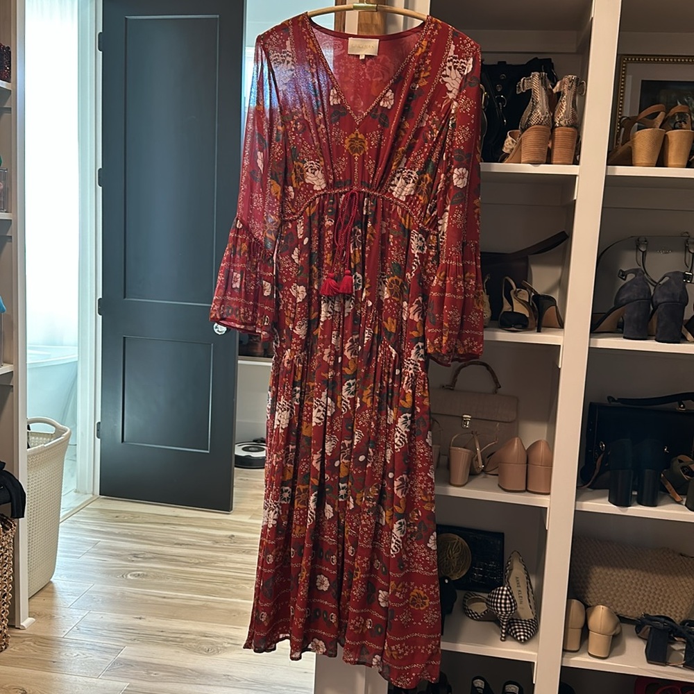 Carolina K Jude Lined Maxi Dress - Red Multi - Antique Flowers - Medium